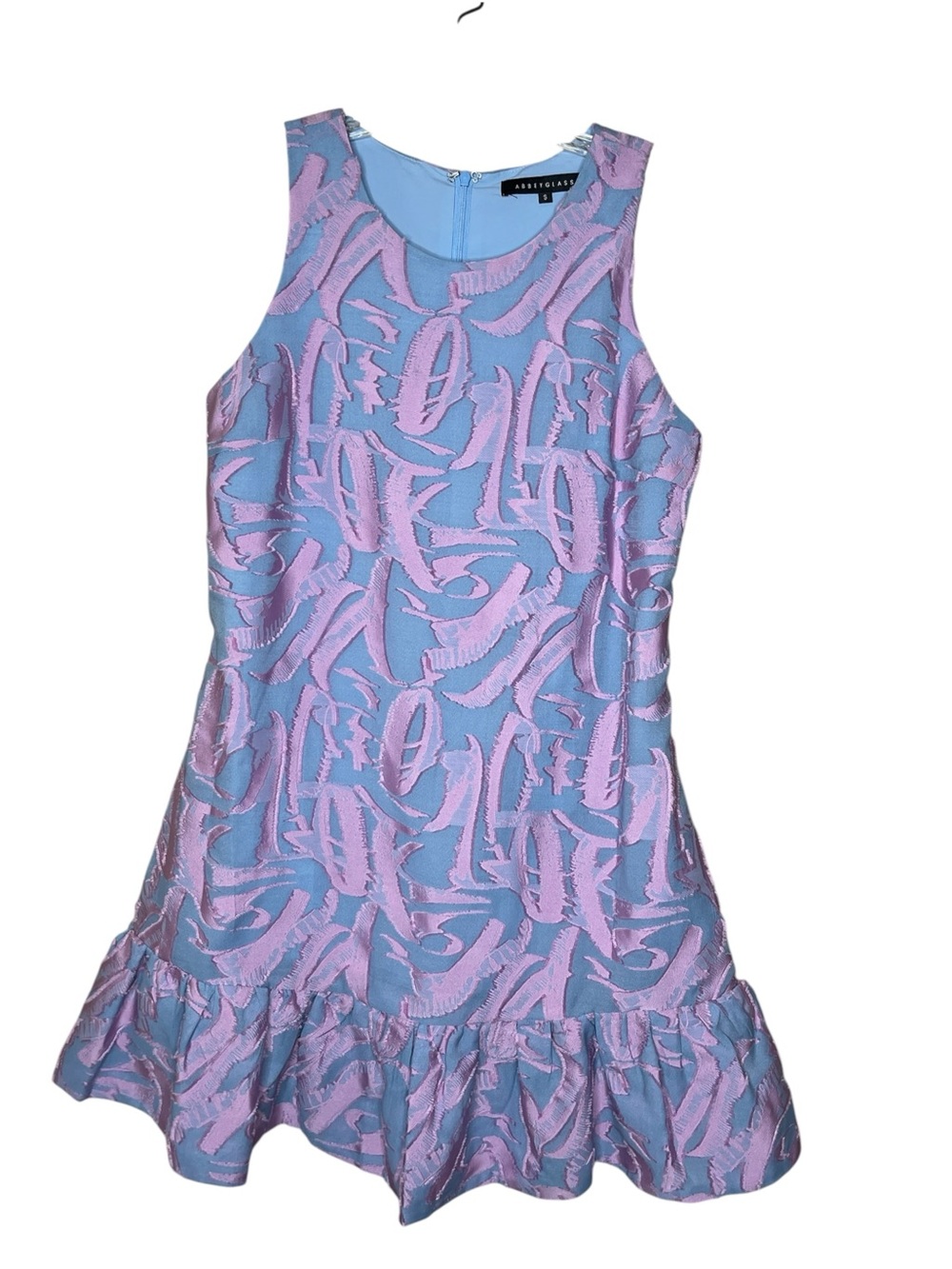 Sleeveless Lilac & Blue Textured Ruffle Hem Kids Dress Sz S